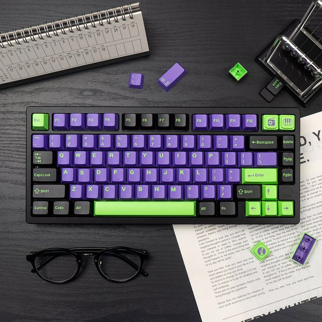 GMK Large Set Tastenkappen Cherry Profil Double Shot PBT für mechanische MX-Tastaturen, ISO Enter 7U, Multicolour - Bild 1
