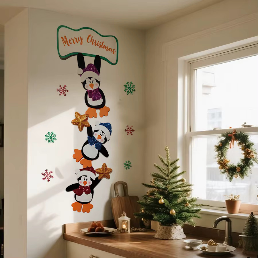 BRUP Weihnachts-Wandaufkleber aus PVC in Mehrfarbig mit Tier-Motiven für die festliche Dekoration von Fluren und Veranstaltungsorten - Bild 4