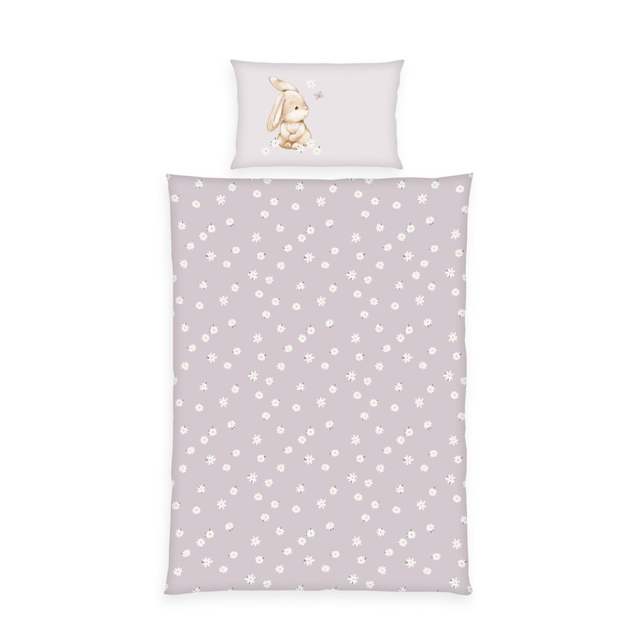 Herding Baby Bettwäsche Flanell Flower Bunny Hase in Flieder, B/H: 100 x 135 cm mit Kissenbezug 40 x 60 cm - Bild 1