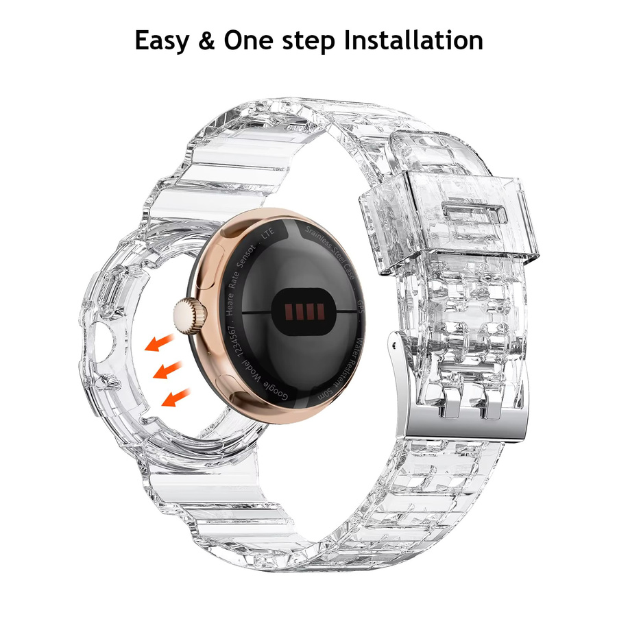I LOVE LUO Uhrenarmband, Kunststoff, Transparent, Google Pixel Watch 4 3 2, 41 mm - Bild 3