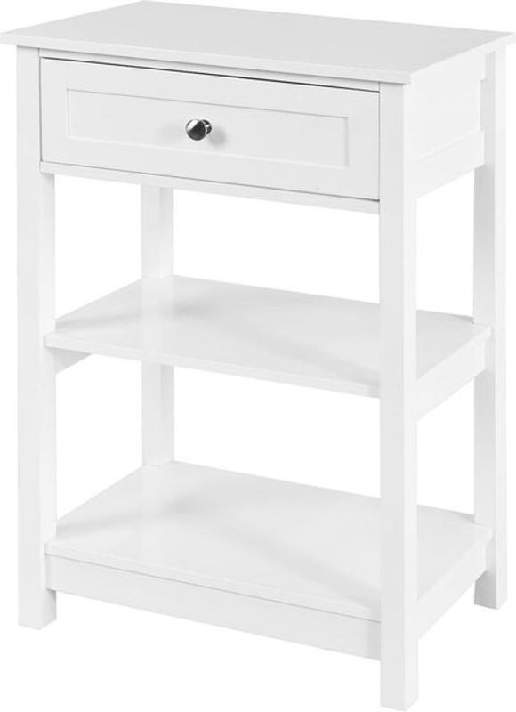 SoBuy Nachttisch Modern und Minimalistisch in Weiß mit 1 Schublade und 2 Ablagen aus Holzwerkstoff, H x B x T: 68 x 45 x 30 cm - Bild 1