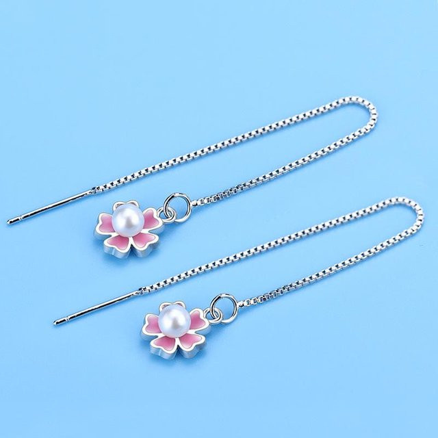 Wucifang Jewelry Ohrringe, Kirschblüte, Perle, Rosa, Damen - Bild 1