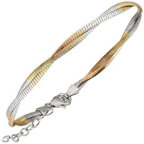 Colfem Armband 925 Sterling Silber, tricolor vergoldet, 24 cm - Bild 1