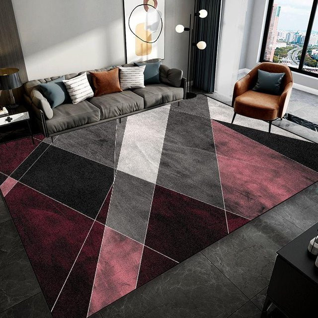 JGJG Geometrie Teppich in Schwarzgrau, weiche und rutschfeste Bodenmatte für Wohnzimmer und Schlafzimmer, B/T: 60 x 90 cm - Bild 1