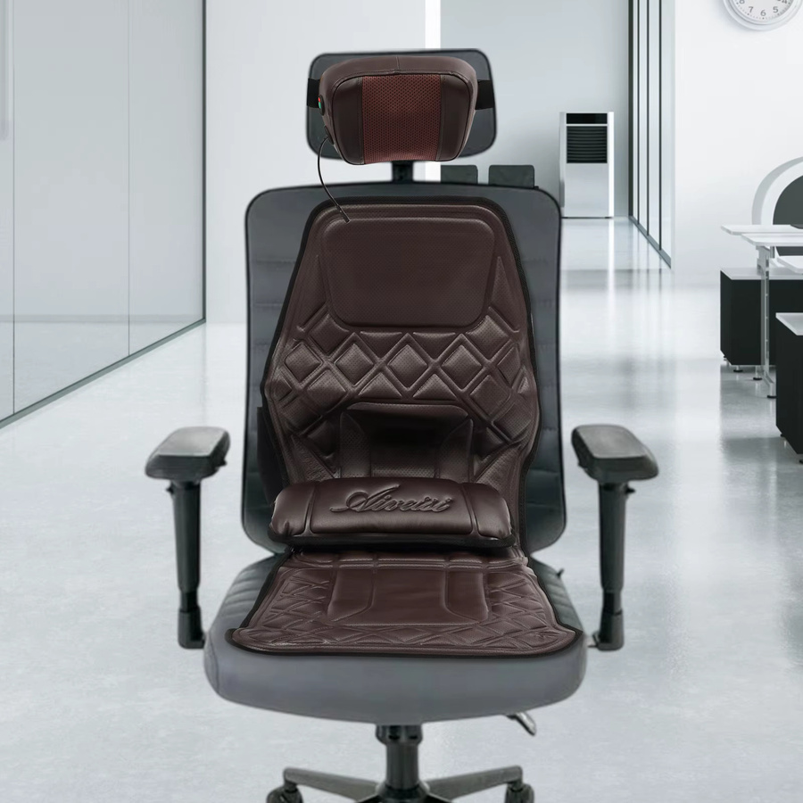 Bymaocar 9-stufiges Massagekissen mit Heizfunktion in Braun, B/T: 120 x 50 cm, ideal für Nacken, Schultern, Taille und Rücken für Auto und Zuhause - Bild 5