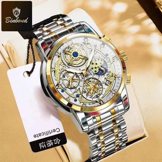 BINBOND Armbanduhr Quarz, Edelstahl, Silber, Herren - Bild 1