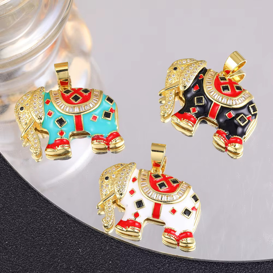 Juya Anhänger, Elefant, Emaille, Gold, Unisex - Bild 2