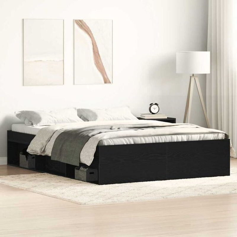 Vidaxl Funktionsbett Bettgestell aus Holzwerkstoff in Schwarz mit Eichen-Optik B/T/H: 140 x 200 cm - Bild 1