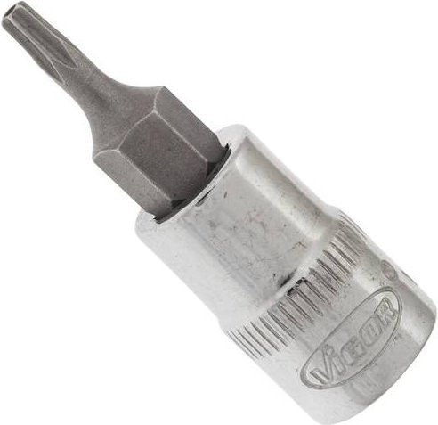 VIGOR Schraubendreher-Einsatz V2596N Tamper-Resistant TX Profil T9H, Farbe: Silber, Antrieb: 6,3 mm (1/4 Zoll), Gesamtlänge: 38 mm - Bild 1
