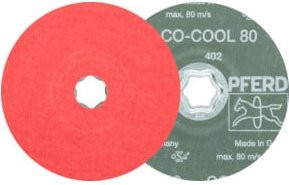 PFERD TOOLS COMBICLICK Keramikkorn Fiberscheibe CO-COOL80 in Rot für Edelstahl, Durchmesser: 125 mm - Bild 1