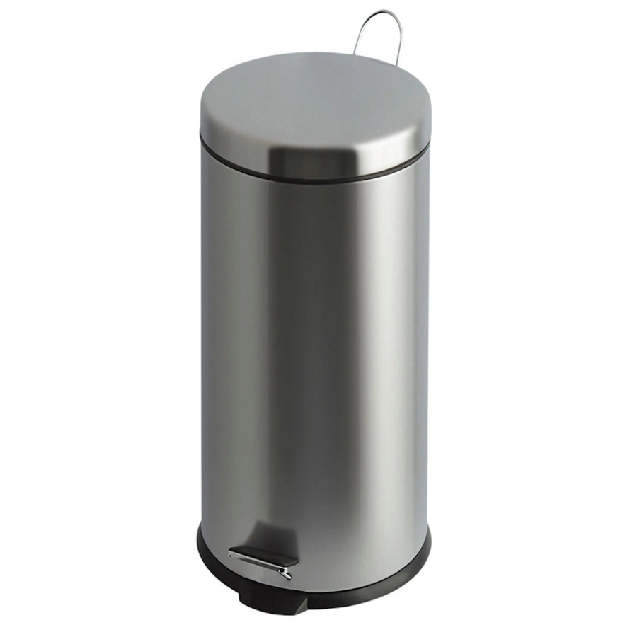 PROREGAL Runder Tretabfallsammler mit herausnehmbarem Kunststoff-Inneneimer, 30 Liter, Matt Silber, H: 64 cm, B: 30 cm, T: 33 cm - Bild 2