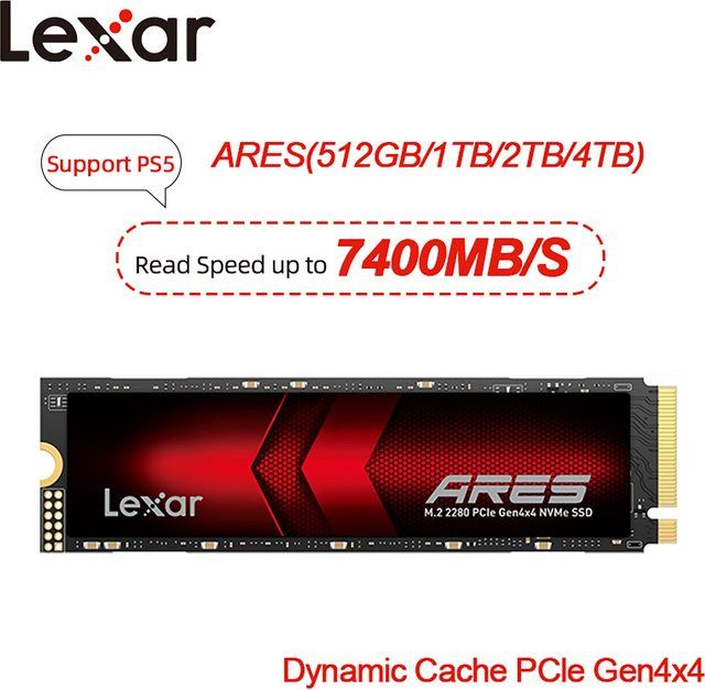 Lexar Ares M.2 NVMe PCIe SSD Internes Solid State Drive Laufwerk in Schwarz - Bild 1