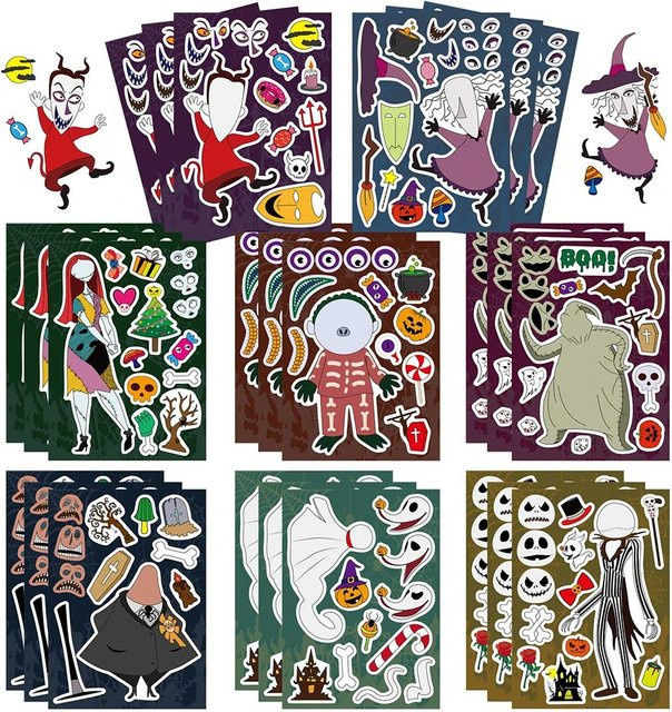Disney The Nightmare Before Christmas Make-a-Face-Puzzle-Aufkleber, Nachfüllpack, 16 Blatt - Bild 1