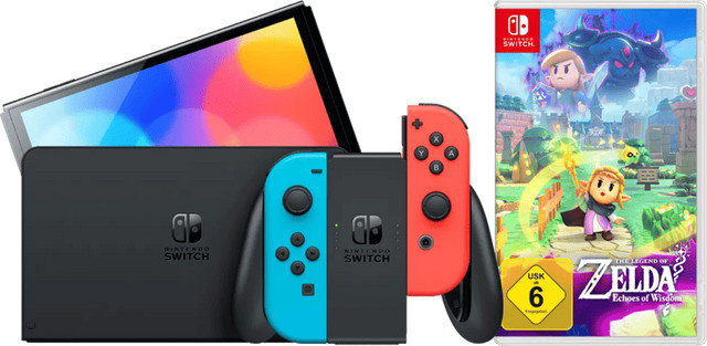 Nintendo Switch OLED Konsole Blau/Rot inklusive Zelda: Echoes of Wisdom - Bild 1