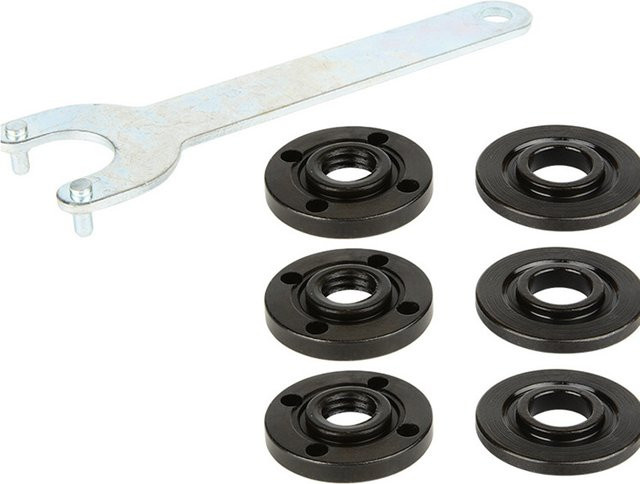 TOOLTOP 7-teiliges Winkelschleifer-Druckplattenschlüssel-Set in Silber mit Innen- und Außenflanschmuttern für 5, 8 und 11 mm - Bild 1