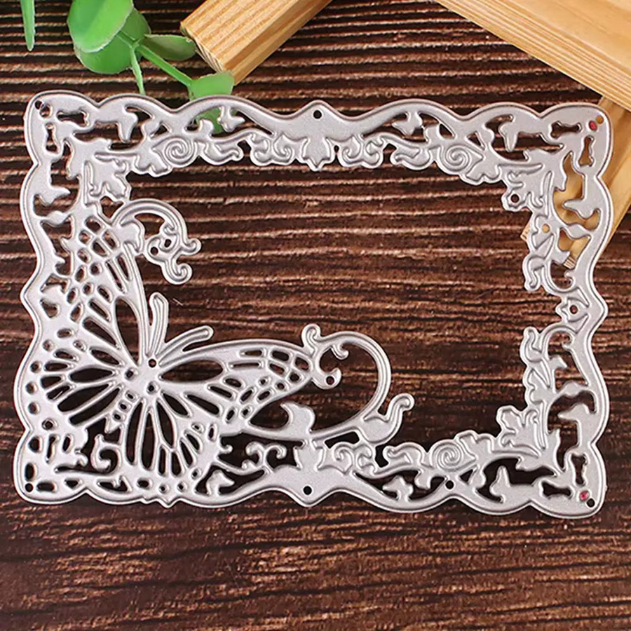 Handgeschnitzte Metall-Stanzschablone in Silber für DIY Scrapbook Dekorationen und geprägte Hintergrundplatten - Bild 1