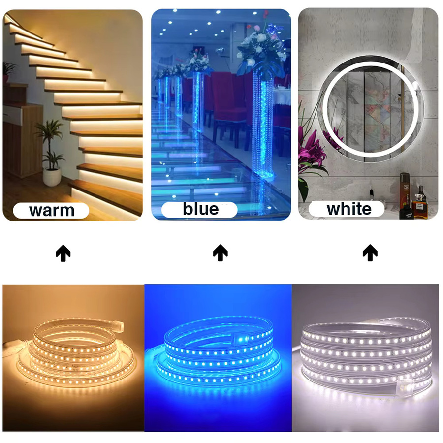 XUNATA RGB LED Streifen 220V mit 120 LEDs/m, IP67 Wasserdicht, Multicolour SMD LED Band für Indoor und Outdoor Dekoration - Bild 2