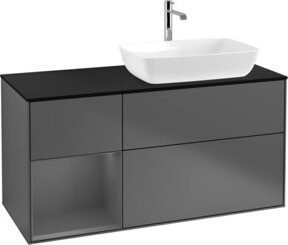 V&B Waschtischunterschrank Finion mit Wandbeleuchtung, Anthrazit lackiert, Breite: 120 cm, Tiefe: 50,1 cm, Höhe: 50,1 cm - Bild 1