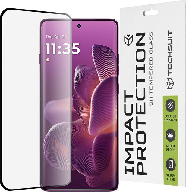 Techsuit Displayschutzfolie aus gehärtetem Glas für Motorola Edge 60 Pro, Full Glue, Schwarz - Bild 1