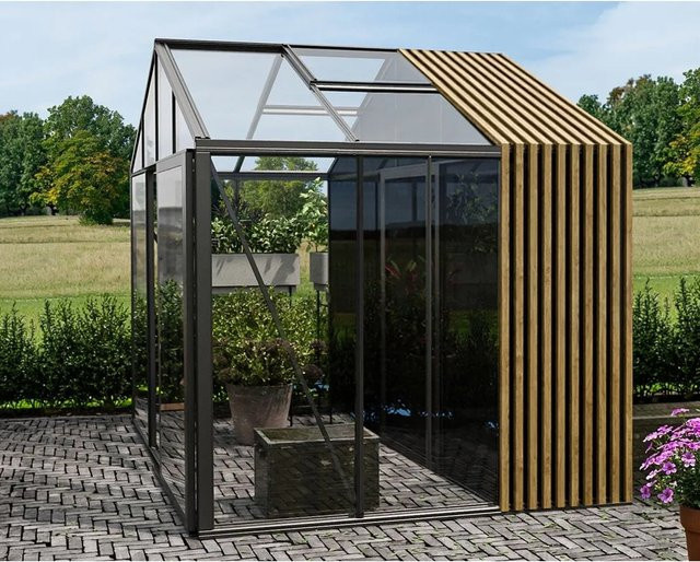 Bloomcabin Gewächshaus Klassik mit Accoya-Fusion und integriertem Stauraum, Schwarz, H: 235 cm, B: 235 cm, T: 235 cm - Bild 1