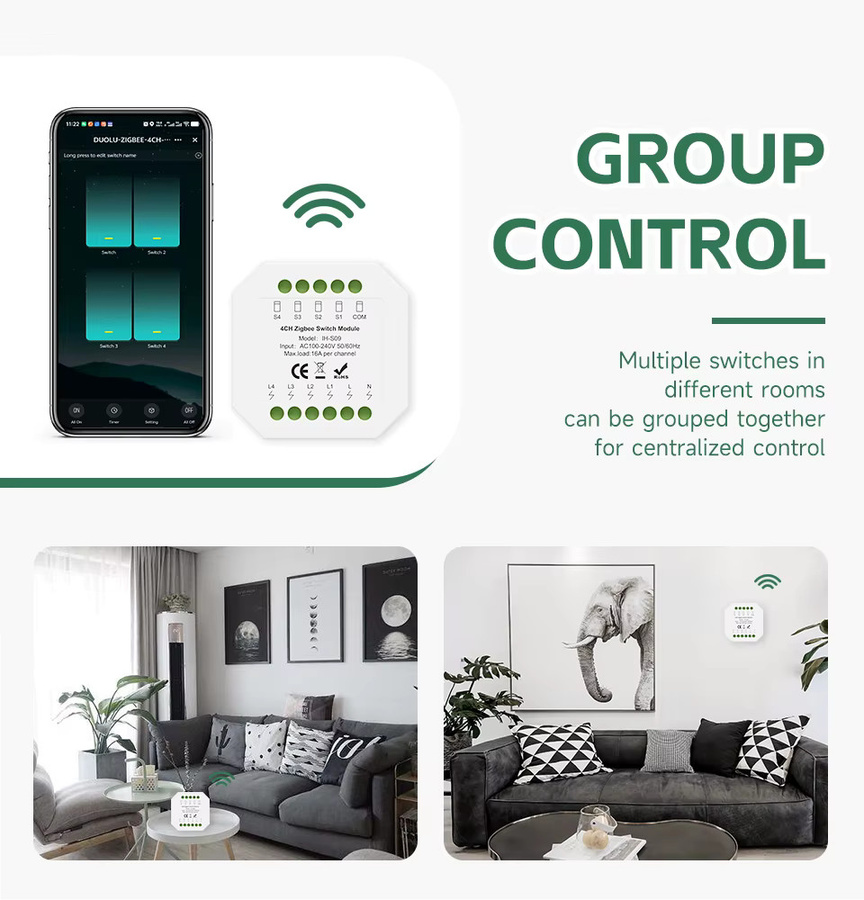 Tuya ZigBee Smart Switch Modul 1-4CH in Weiß mit Sprachsteuerung für Alexa und Google Assistant (16A, AC100-240V) - Bild 3
