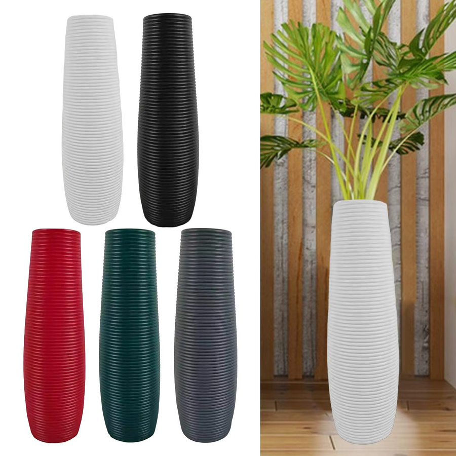 Kesoto Keramikvase modern in Weiß mit Streifen für Zweige und Blumen, Höhe: 33,0 cm - Bild 4