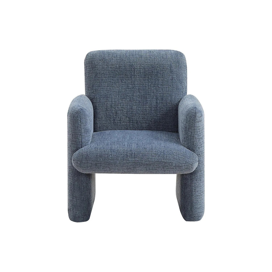 Vente-unique Sessel Mesuto mit gerader Rückenlehne und Armlehnen in Blau aus Chenille-Stoff - Bild 2