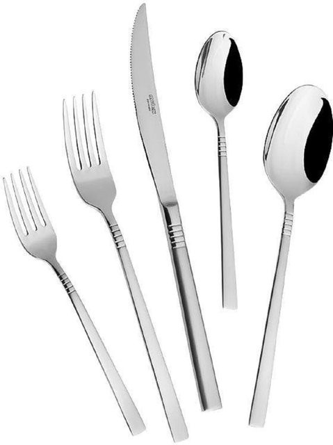 Elfaso Besteck-Set aus poliertem 18/0-Edelstahl in Silber, bestehend aus 30-teiligem Set mit Gabel, Löffel, Teelöffel und Tafelmesser - Bild 1