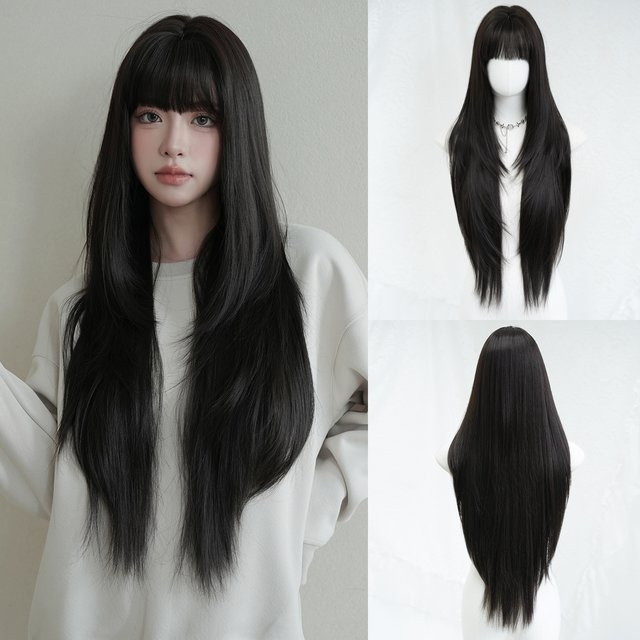 7JHH WIGS Perücke, schwarz, lang, gerade, Damen - Bild 1