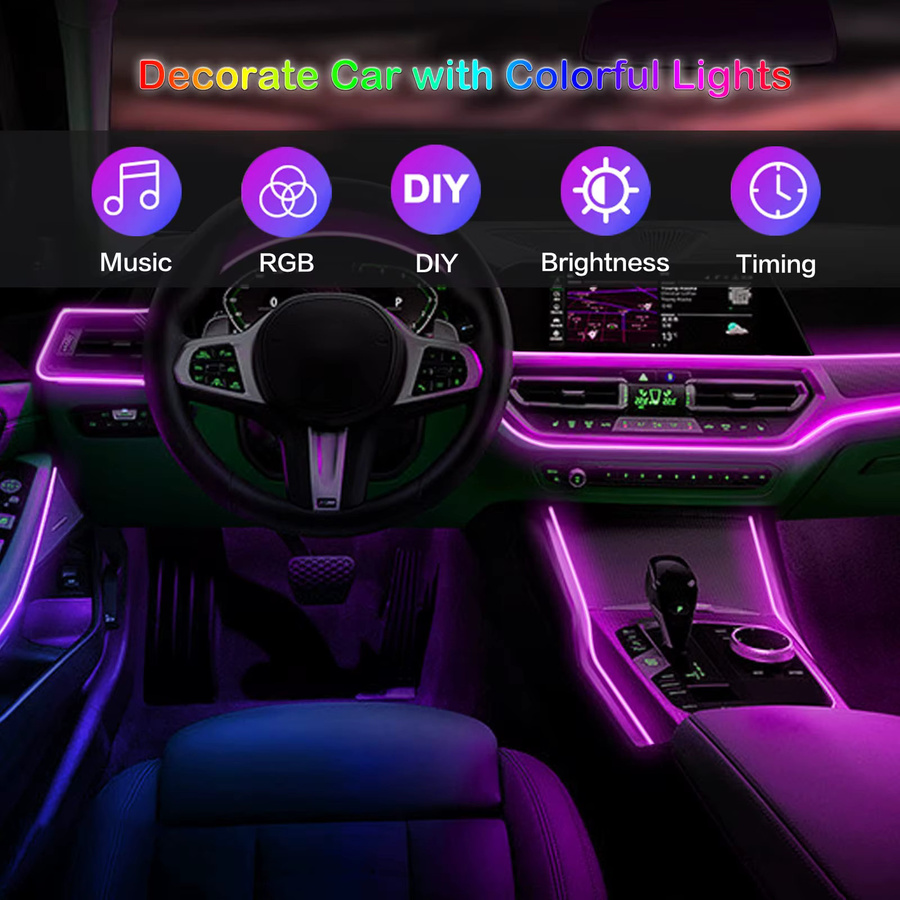 KIEND RGB LED Auto Innenraum Umgebungsbeleuchtung mit App-Steuerung und Fernbedienung, Neon Flex Atmosphäre Kit in Multicolour - Bild 2