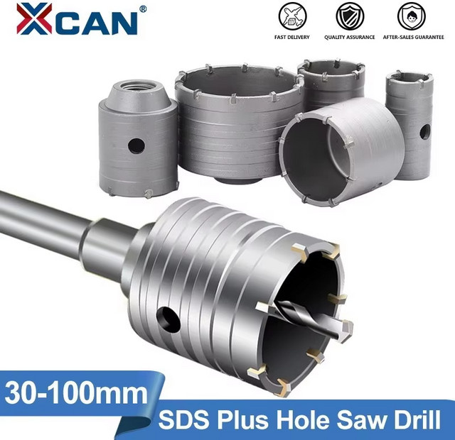XCAN SDS-Hohlkernbohrer Lochsäge für Beton Ziegel und Stein Durchmesser: 30–100 mm, Schaftlänge: 110–330 mm - Bild 1