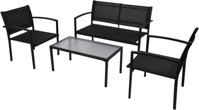 Furnicato 4-tlg Gartenlounge-Set aus Textilene und pulverbeschichtetem Stahl in Schwarz - Bild 1