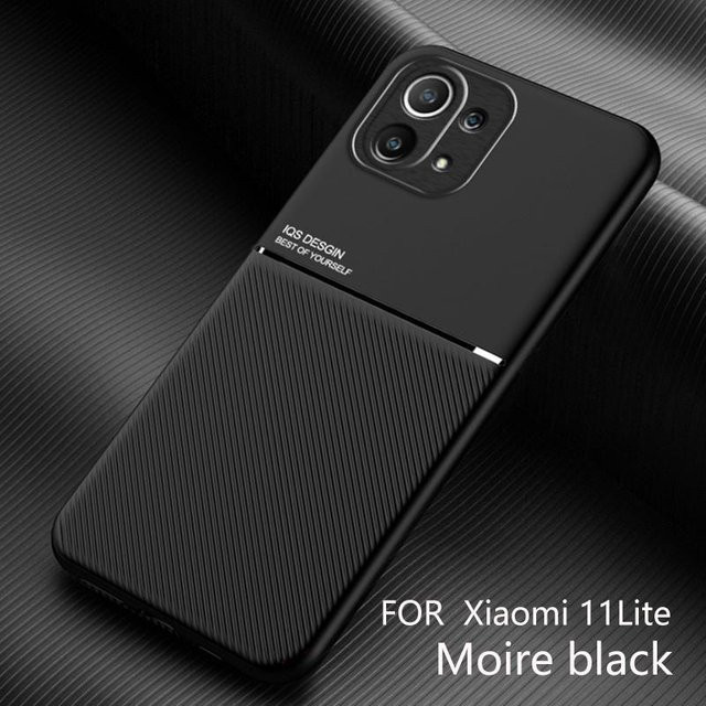 Xiaomi Mi 11 Lite 5G Magnetische Leder-Schutzhülle in Schwarz mit Auto-Halterung - Bild 1
