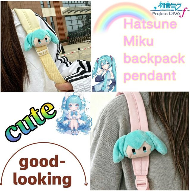 Bandai Hatsune Miku Plüsch-Schulterpuppe, Rucksackanhänger, Anime - Bild 1
