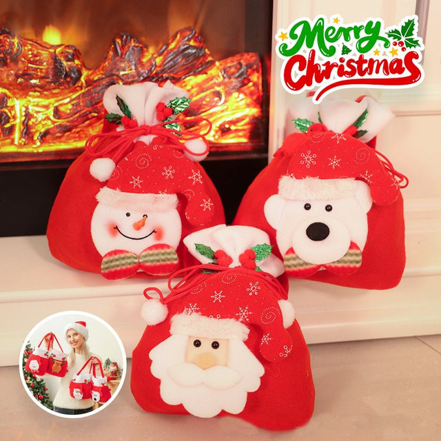 Weihnachtsgeschenktüten-Set mit Weihnachtsmann-Motiv in Rot zur Dekoration und Aufbewahrung von Süßigkeiten - Bild 1
