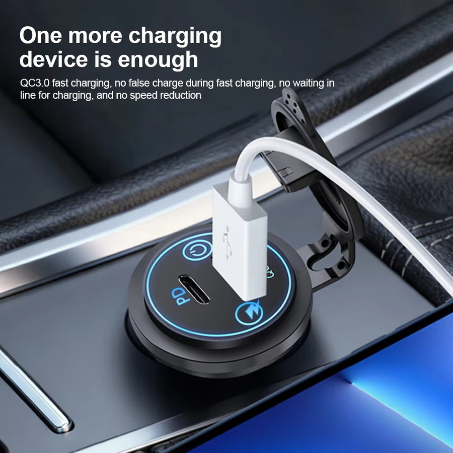 kebidumei USB-Autoladegerät-Adapter mit QC3.0 und PD 30W, Mehrfach-Port-Steckdose mit Schalter, wasserdicht, Schwarz, 12V/24V für Autos, Boote, Motorräder und LKW - Bild 3
