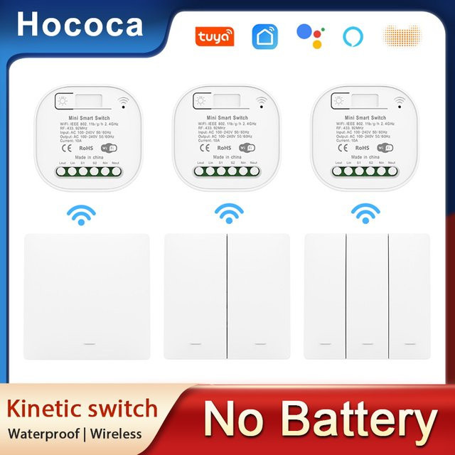 Hococa Intelligenter WiFi Lichtschalter für den Außenbereich, Wasserdicht, Tuya App- und Sprachsteuerung, Weiß - Bild 1