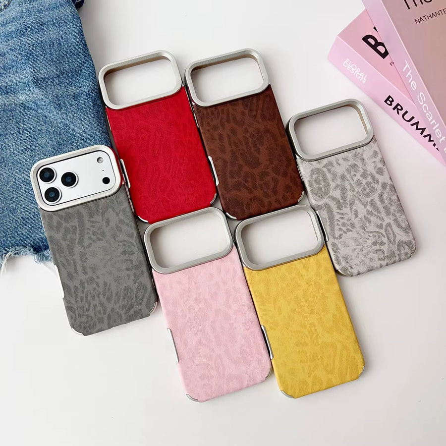 Apple Handyhülle mit Leopardenmuster aus weichem PU-Leder für iPhone 17, 16, 15, 14 und 13 Pro MAX, stoßfeste Rückseite - Bild 1