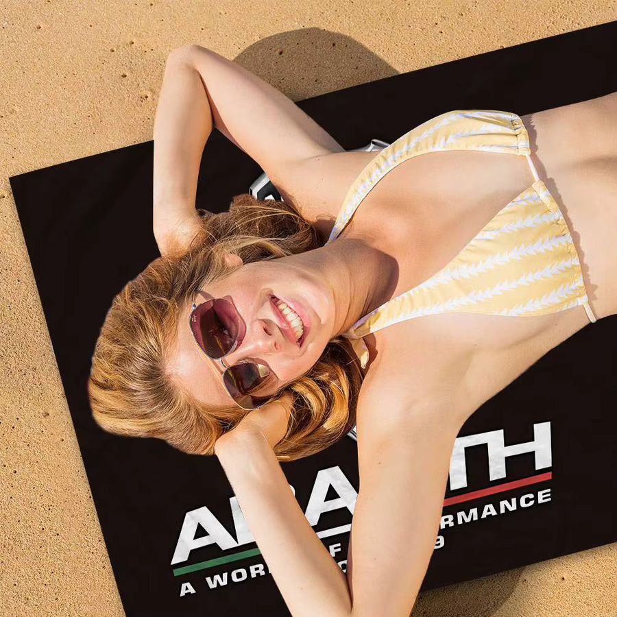 A-Abarth Mikrofaser-Strandtuch in Schwarz, schnelltrocknend und saugfähig - Bild 5