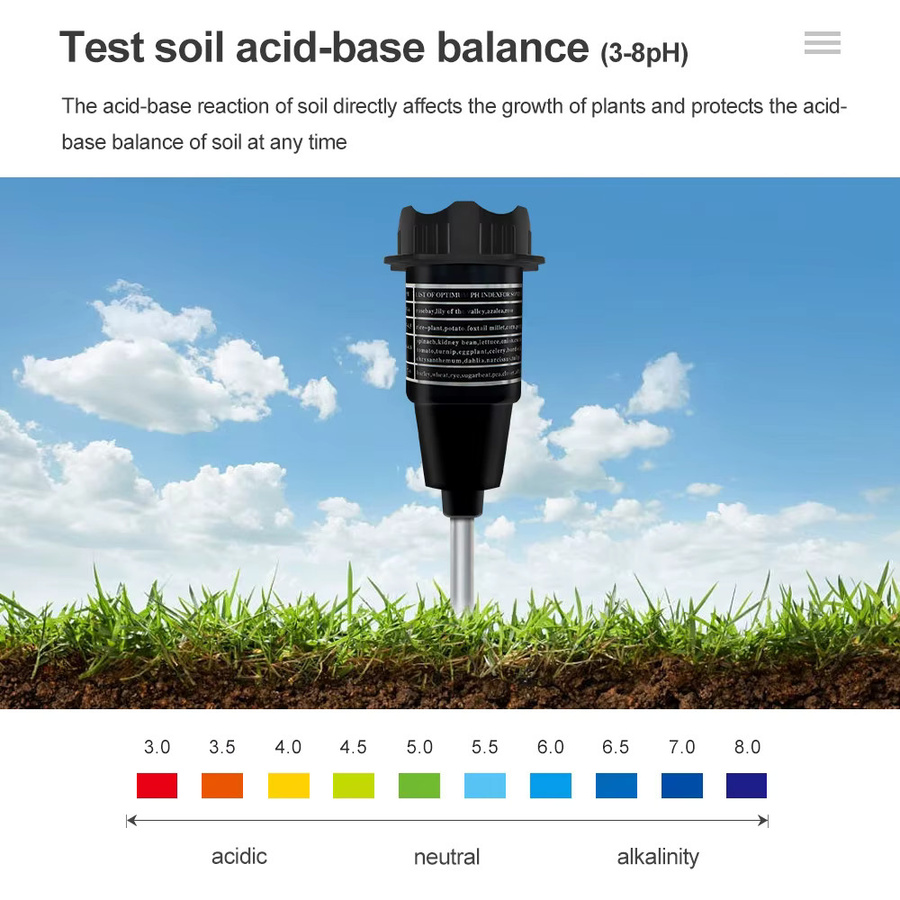 JUANJUAN Boden-pH-Feuchtigkeitsmesser in Schwarz mit 295 mm Metallsonde für Garten und Blumen - Bild 3