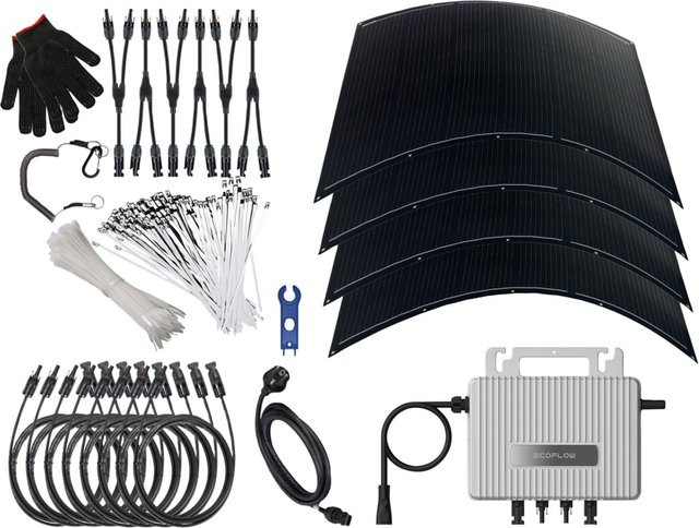 EcoFlow Balkonkraftwerk 900Wp mit flexiblen Solarmodulen in Full Black inklusive WiFi und Befestigungsset - Bild 1