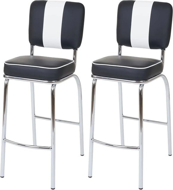 PROREGAL 2er-Set Barhocker im Retro 50er Jahre Design aus Kunstleder in Schwarz-Weiß, Sitzhöhe: 70 cm - Bild 1