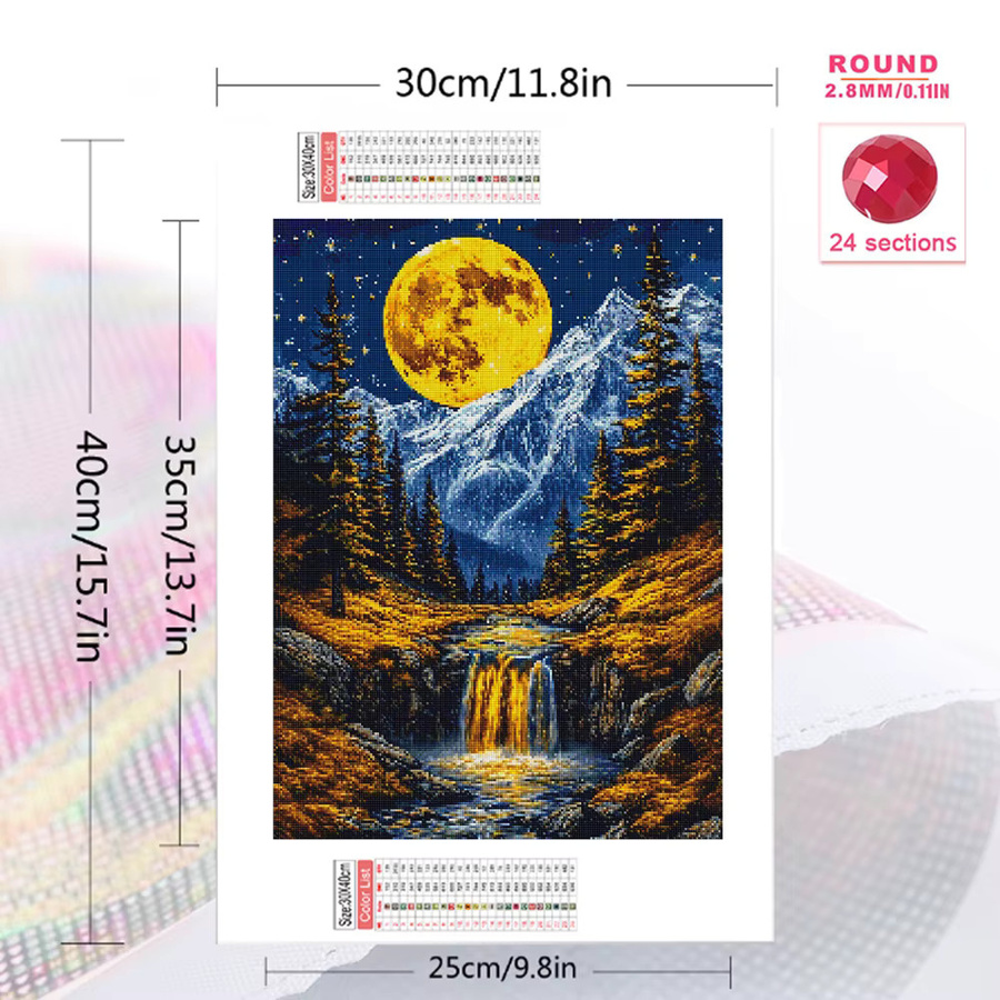 Evershine Diamant-Gemälde Schneeberg Landschaft mit vollen Bohrern als quadratische Stickerei in Multicolour, Breite: 30 cm, Höhe: 20 cm - Bild 2