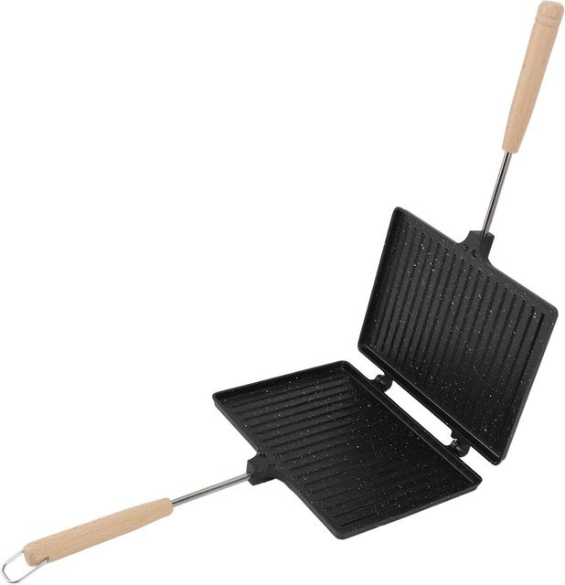 TOMTOP JMS Multifunktionaler Hand-Sandwichmaker mit doppelseitiger Antihaftbeschichtung in Schwarz - Bild 1