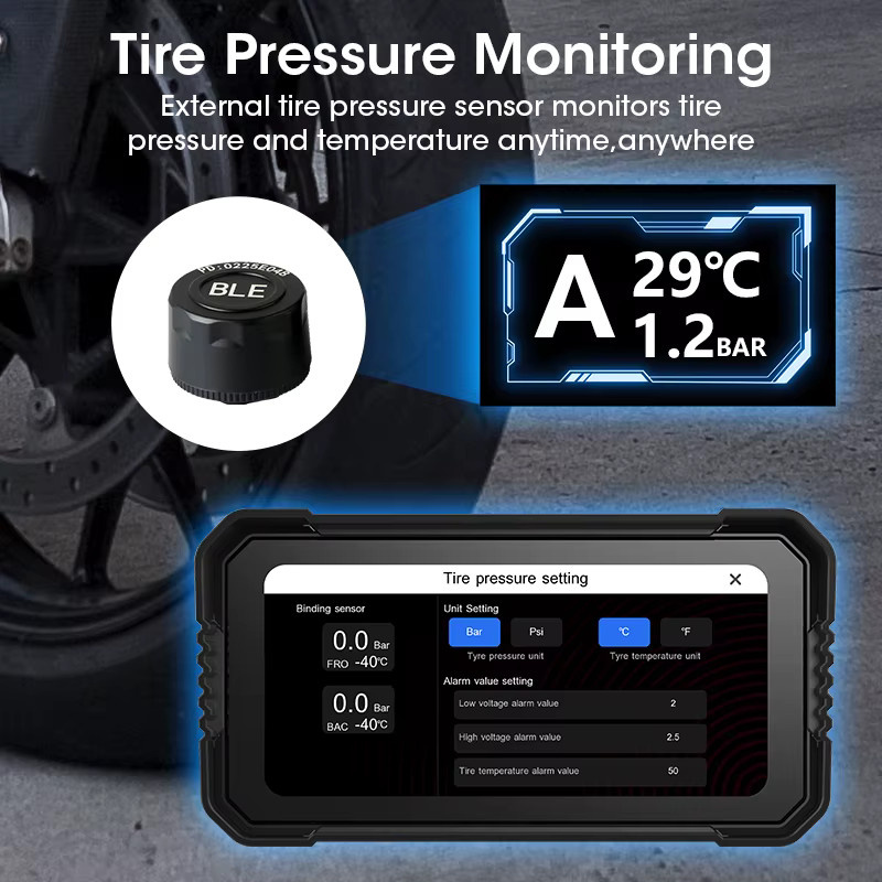 Jansite Tragbares Motorrad CarPlay GPS Navigationssystem und Fahrrekorder mit 6,25 Zoll IPS-Touchscreen, IPX7 wasserdicht, Schwarz, unterstützt TPMS - Bild 4