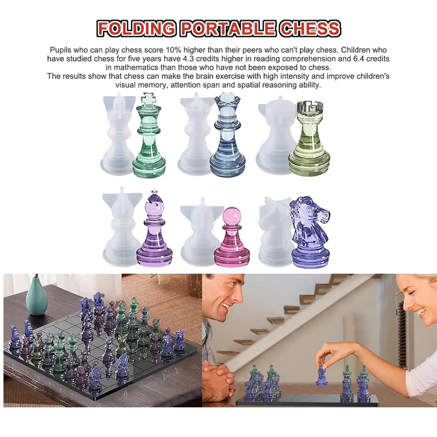 VKTECH Schach Silikonform 3D Kristall Schachfiguren Bunt / Mehrfarbig - Bild 2