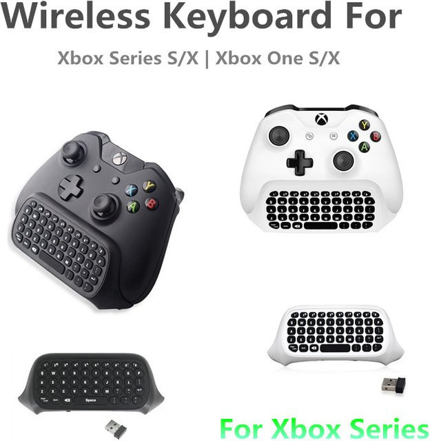 KOMIER 2,4G Wireless Tastatur mit Empfänger und Chatpad für Xbox Serie X/S und Xbox One S/X in Schwarz - Bild 1