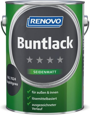RENOVO Buntlack für Holz in Grau, lösungsmittelbasiert, seidenmatt und wetterfest - Bild 1