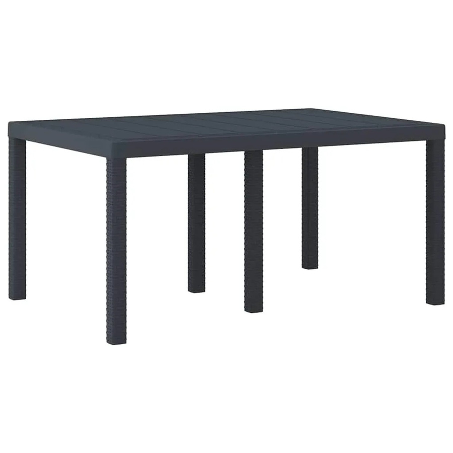 vidaXL Gartentisch aus Poly-Rattan in Anthrazit, B/T/H: 150 x 100 x 73 cm - Bild 2