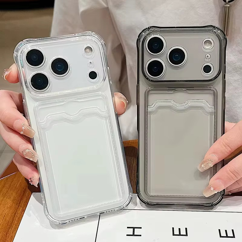 Stoßfeste TPU-Schutzhülle mit Kartenhalter für Apple iPhone in Transparent - Bild 1